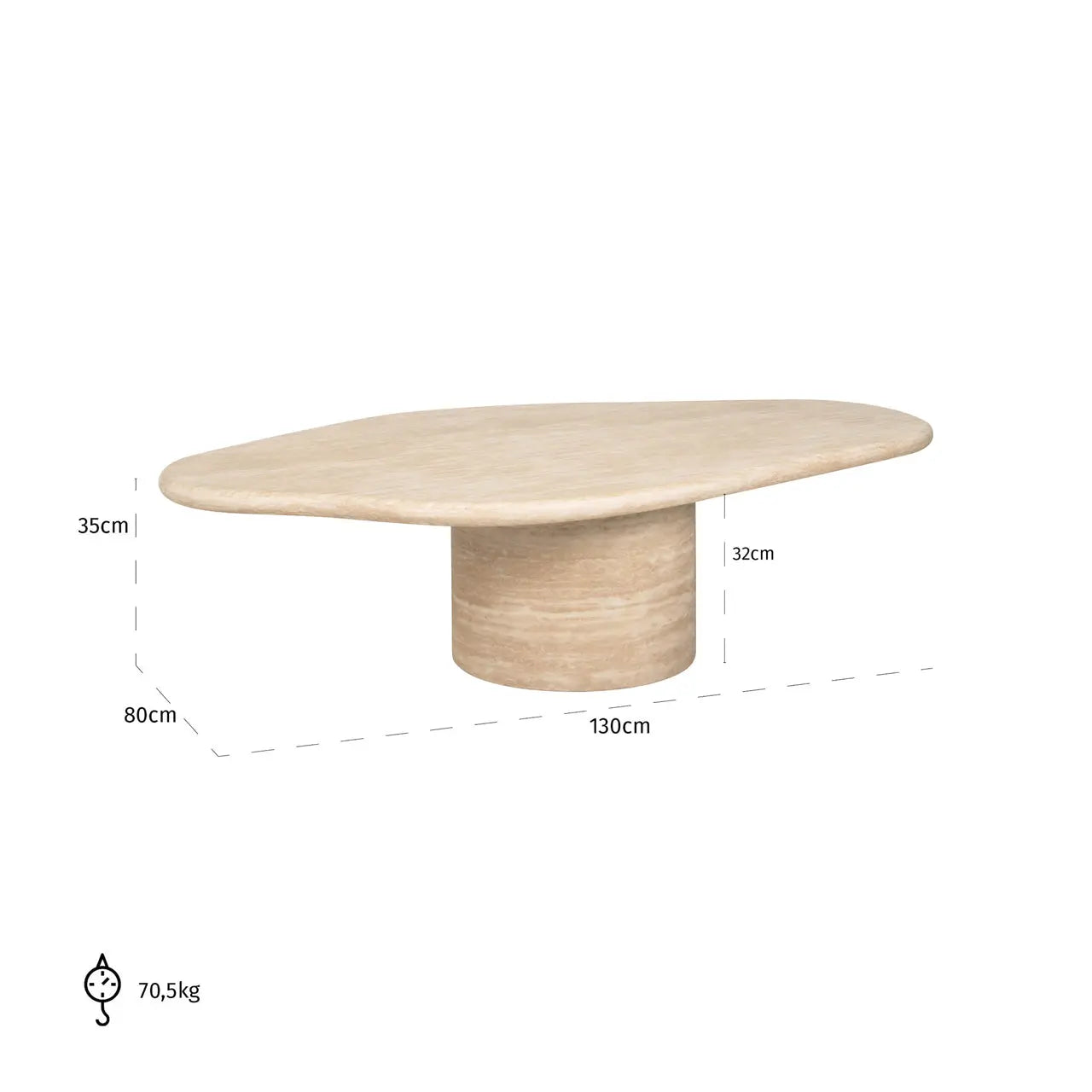 Richmond Interiors Fictus 130cm Coffee Table in Beige