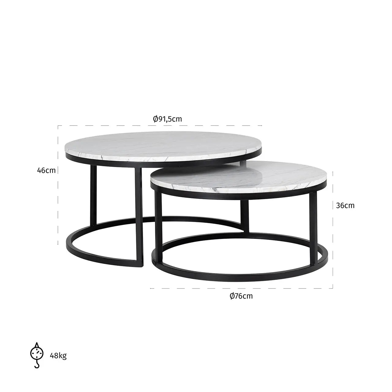 Richmond Interiors Lexington Set of 2 Coffee Table in White