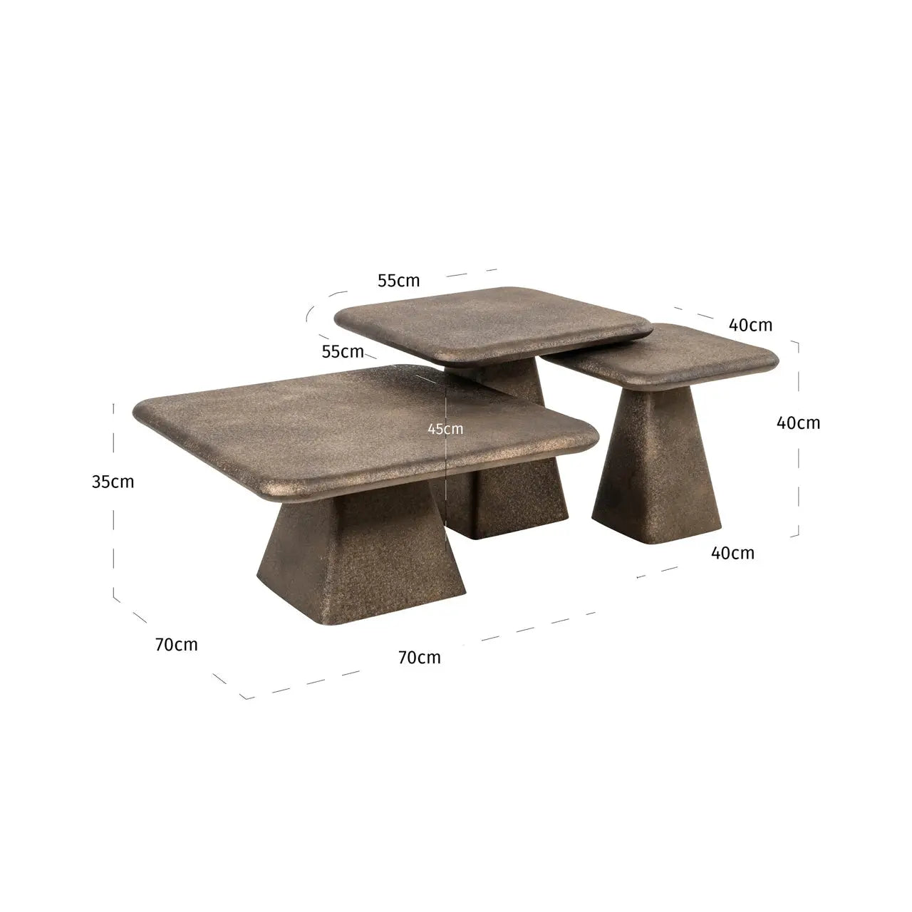 Richmond Interiors Marlie Set of 3 Coffee Table in Gold