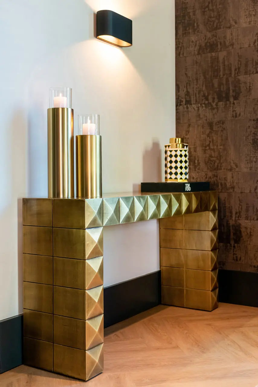 Richmond Interiors Collada Console Table in Brushed Gold  Nicholas John Interiors