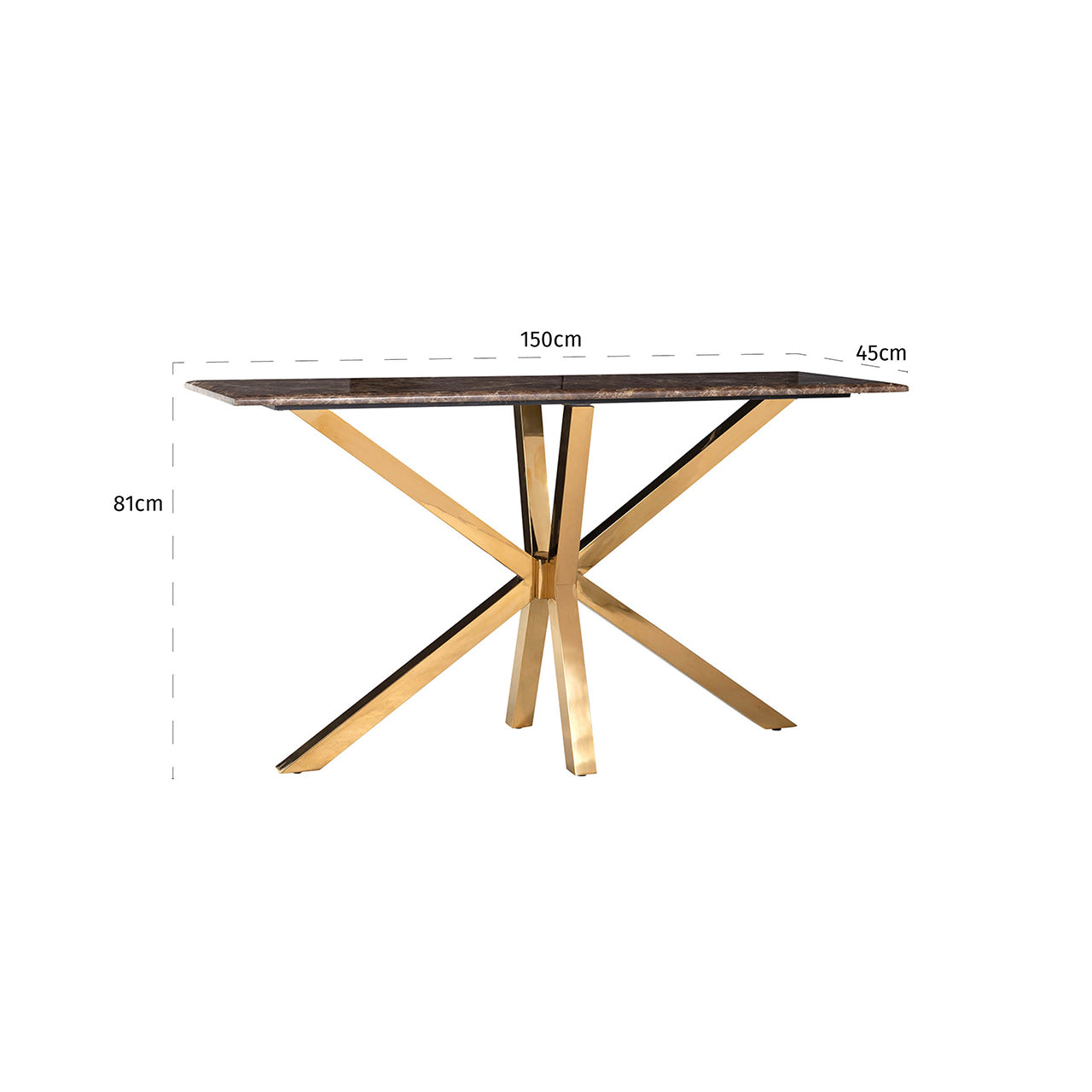 Richmond Interiors Conrad Console Table in Gold  Nicholas John Interiors