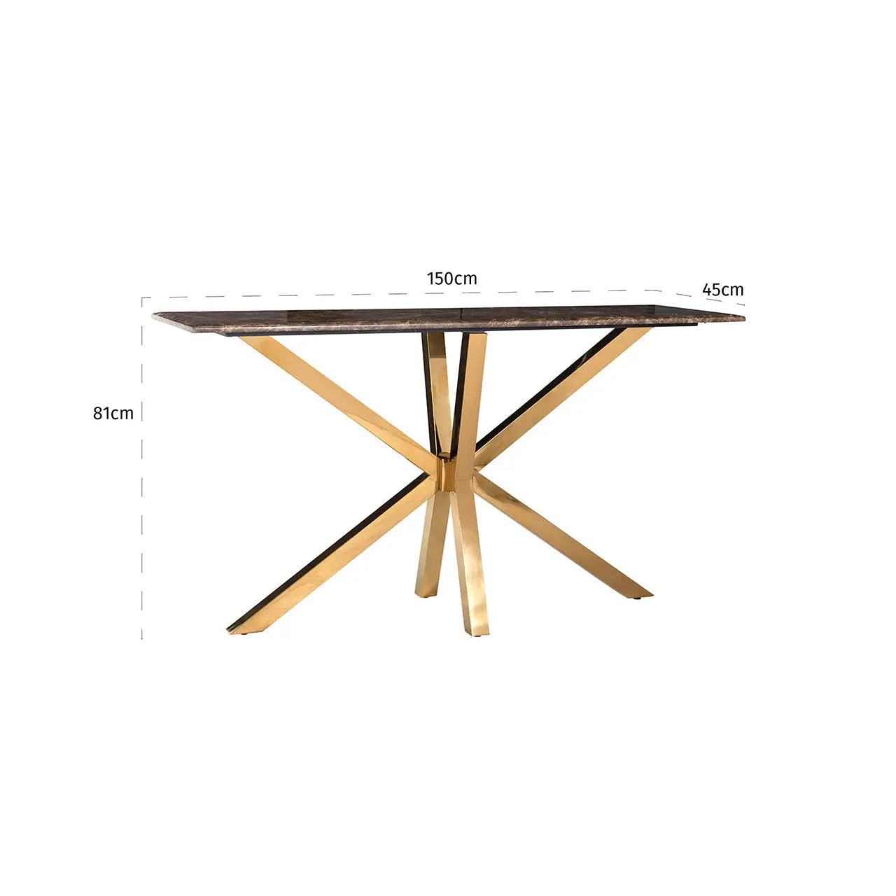 Richmond Interiors Conrad Console Table in Gold   Nicholas John Interiors