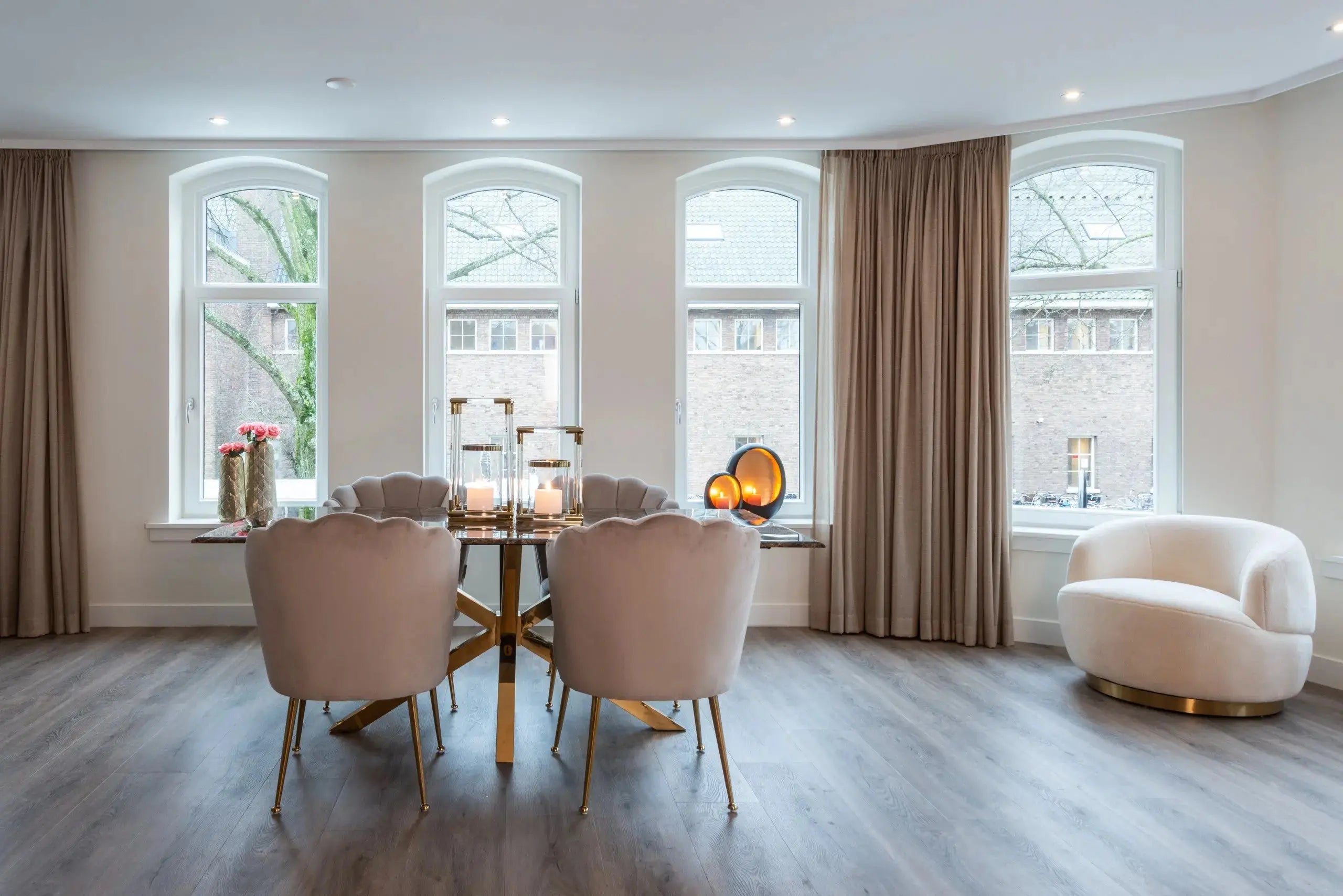 Richmond Interiors Conrad Dining Table in Gold   Nicholas John Interiors