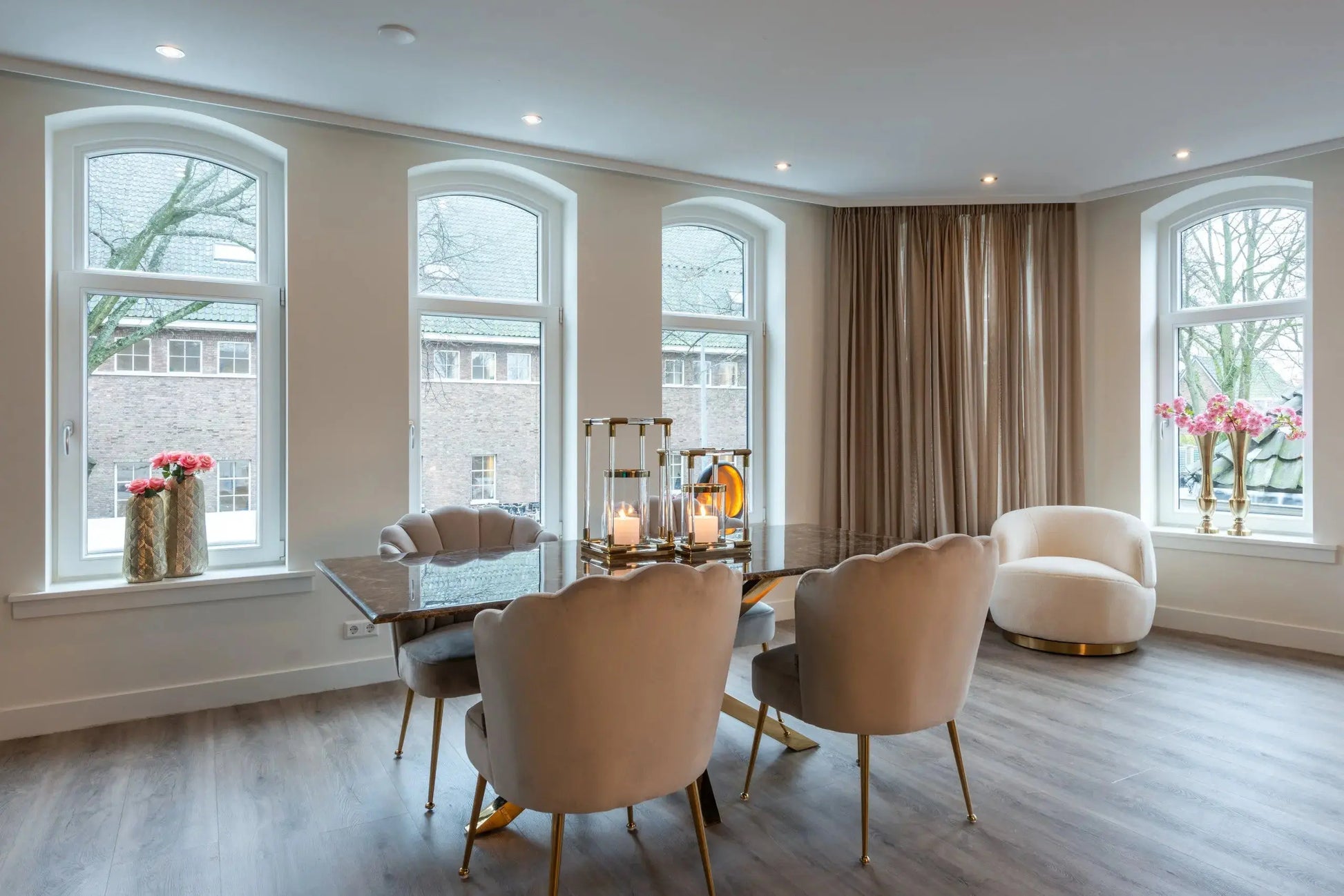 Richmond Interiors Conrad Dining Table in Gold   Nicholas John Interiors