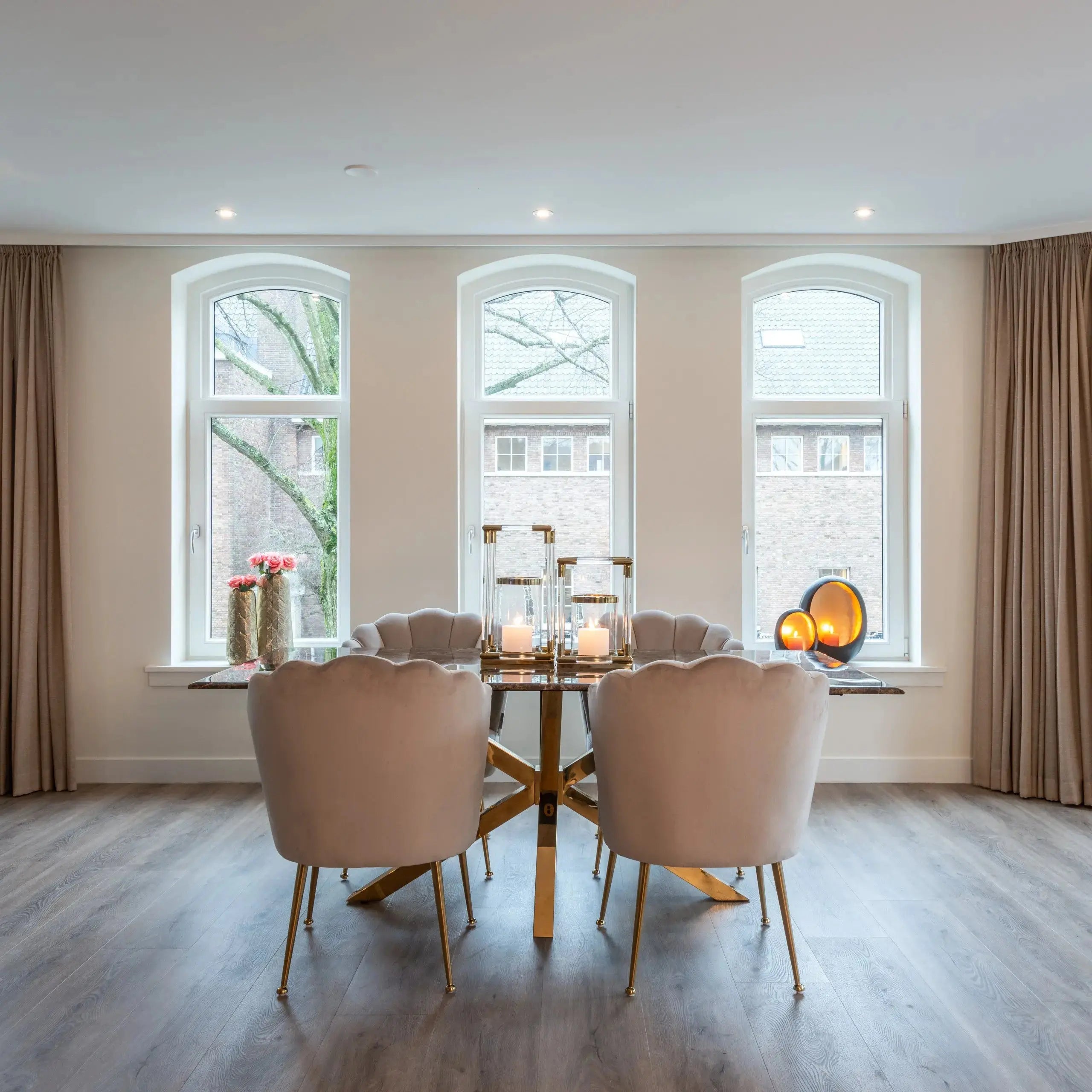 Richmond Interiors Conrad Dining Table in Gold   Nicholas John Interiors