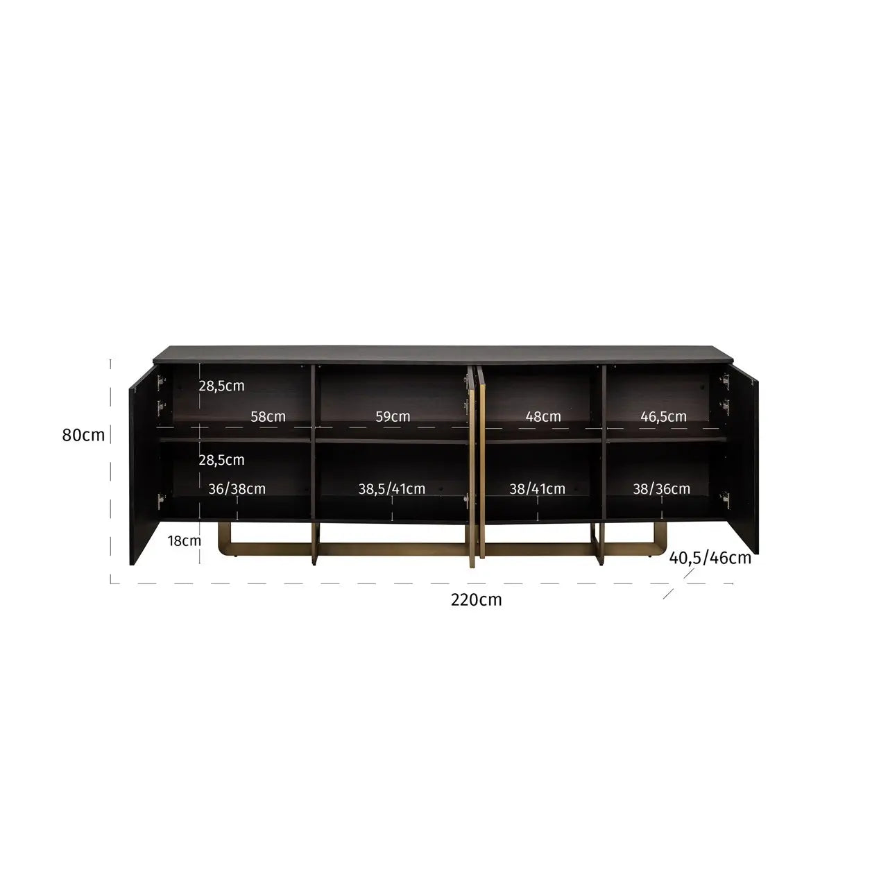 Richmond Interiors Dax Charcoal 4 Door Sideboard – Modern Storage Cabinet   Nicholas John Interiors