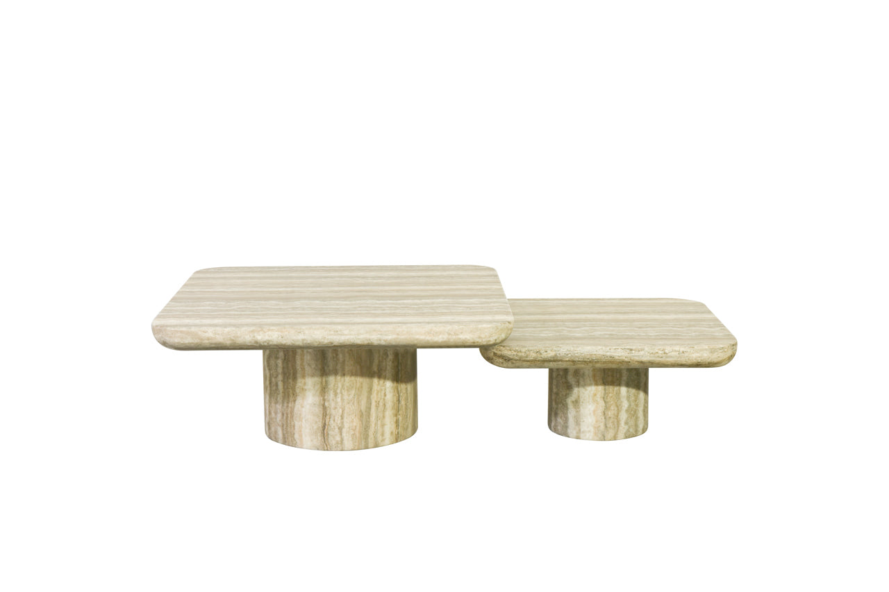 Richmond Interiors Denizly Set of 2 Coffee Table in Grey Faux Travertine  Nicholas John Interiors
