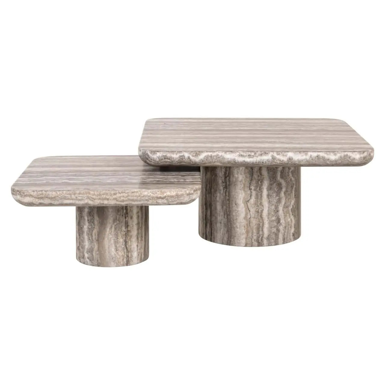 Richmond Interiors Denizly Set of 2 Coffee Table in Grey Faux Travertine