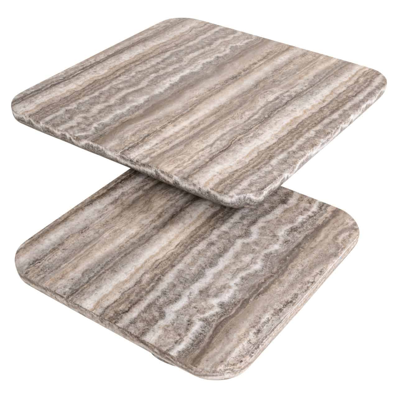 Richmond Interiors Denizly Set of 2 Coffee Table in Grey Faux Travertine   Nicholas John Interiors