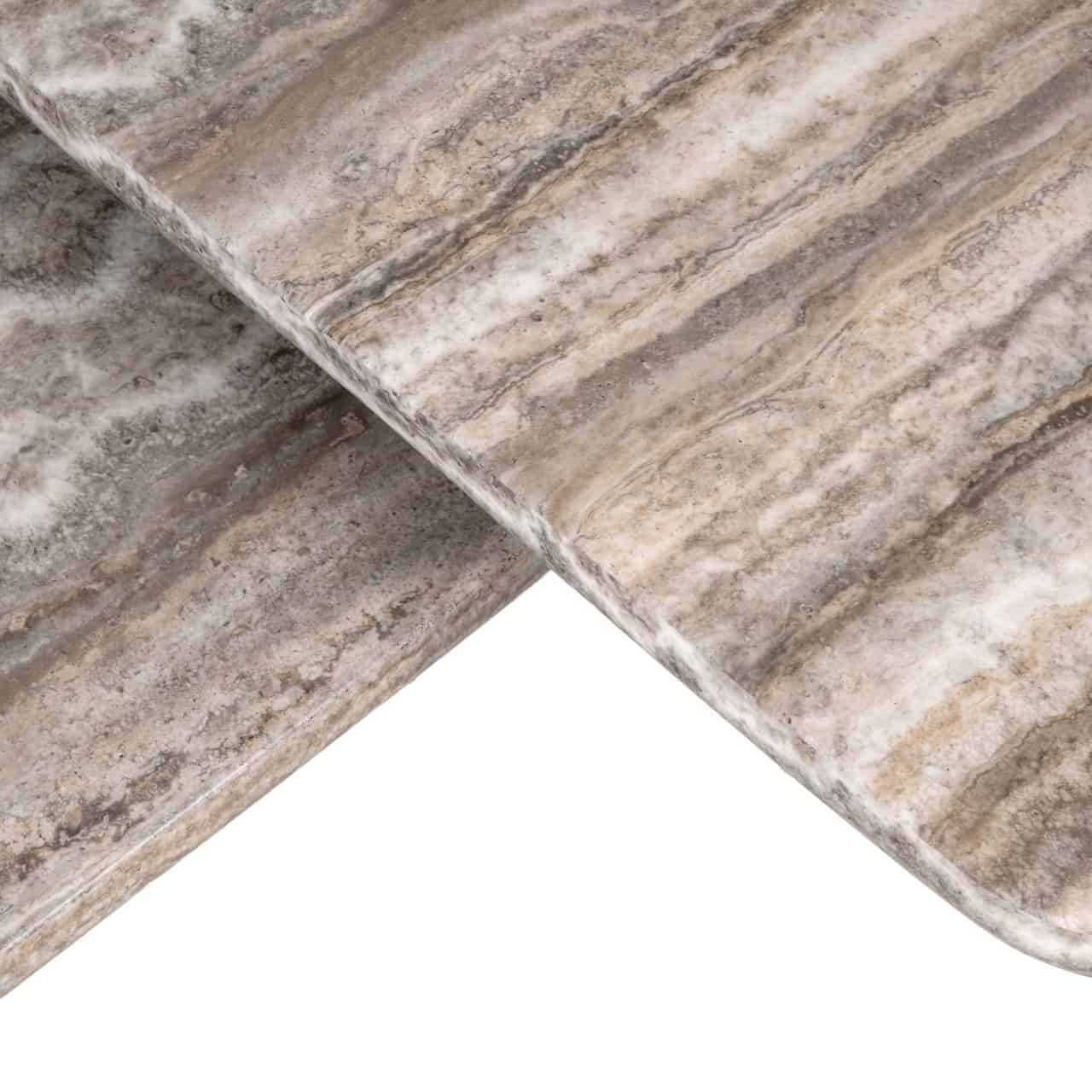 Richmond Interiors Denizly Set of 2 Coffee Table in Grey Faux Travertine   Nicholas John Interiors