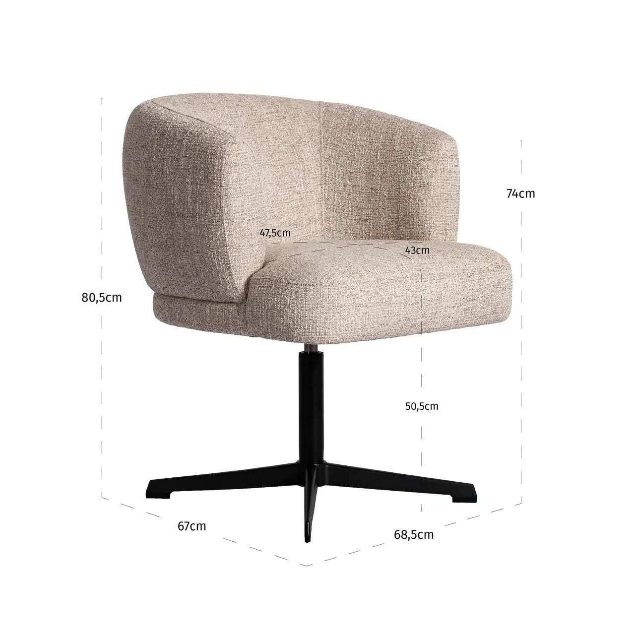 Richmond Interiors Dinan Cream Tweed Dining Chair - Swivel   Nicholas John Interiors