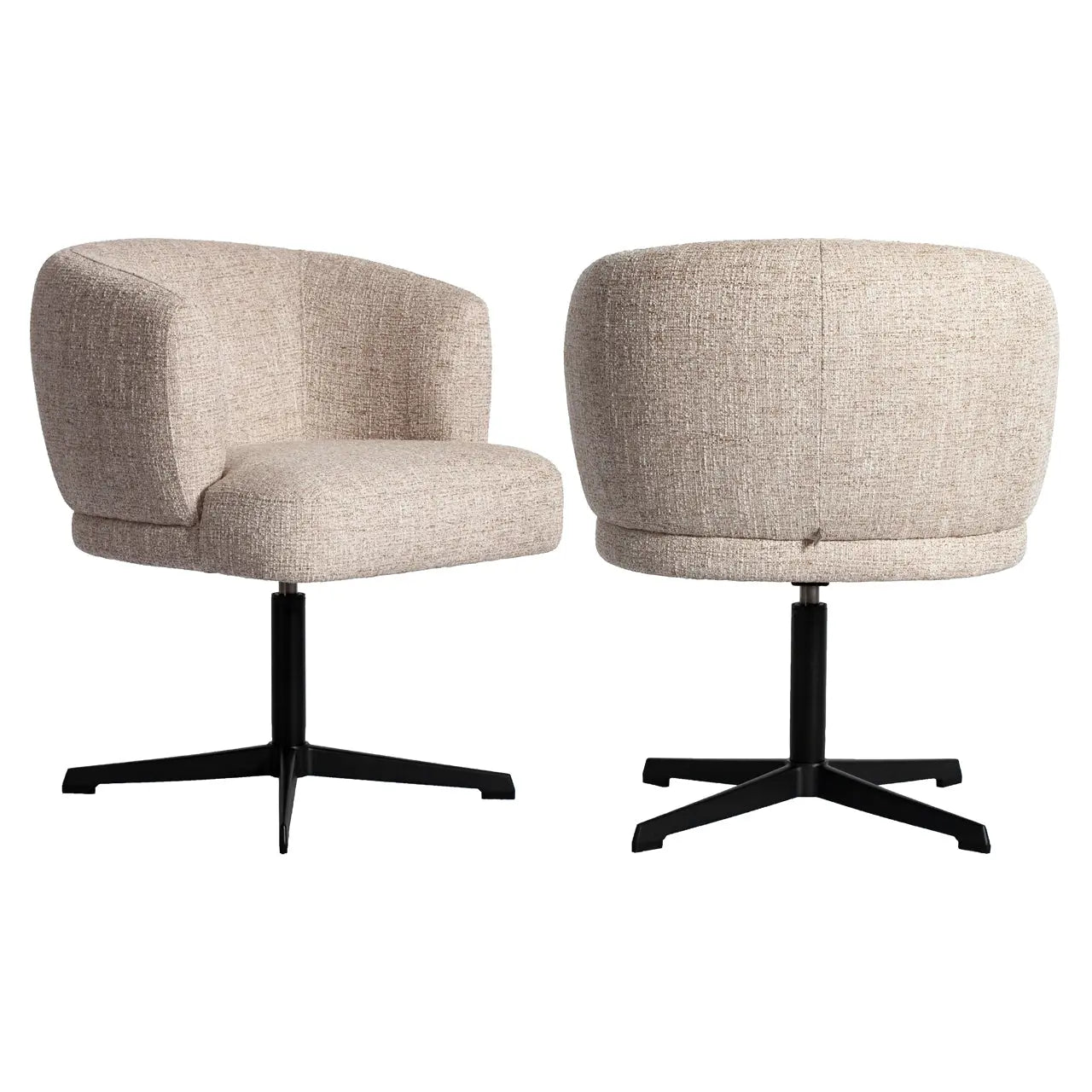 Richmond Interiors Dinan Cream Tweed Dining Chair - Swivel
