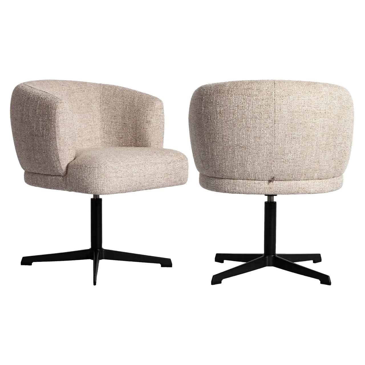 Richmond Interiors Dinan Cream Tweed Dining Chair - Swivel   Nicholas John Interiors