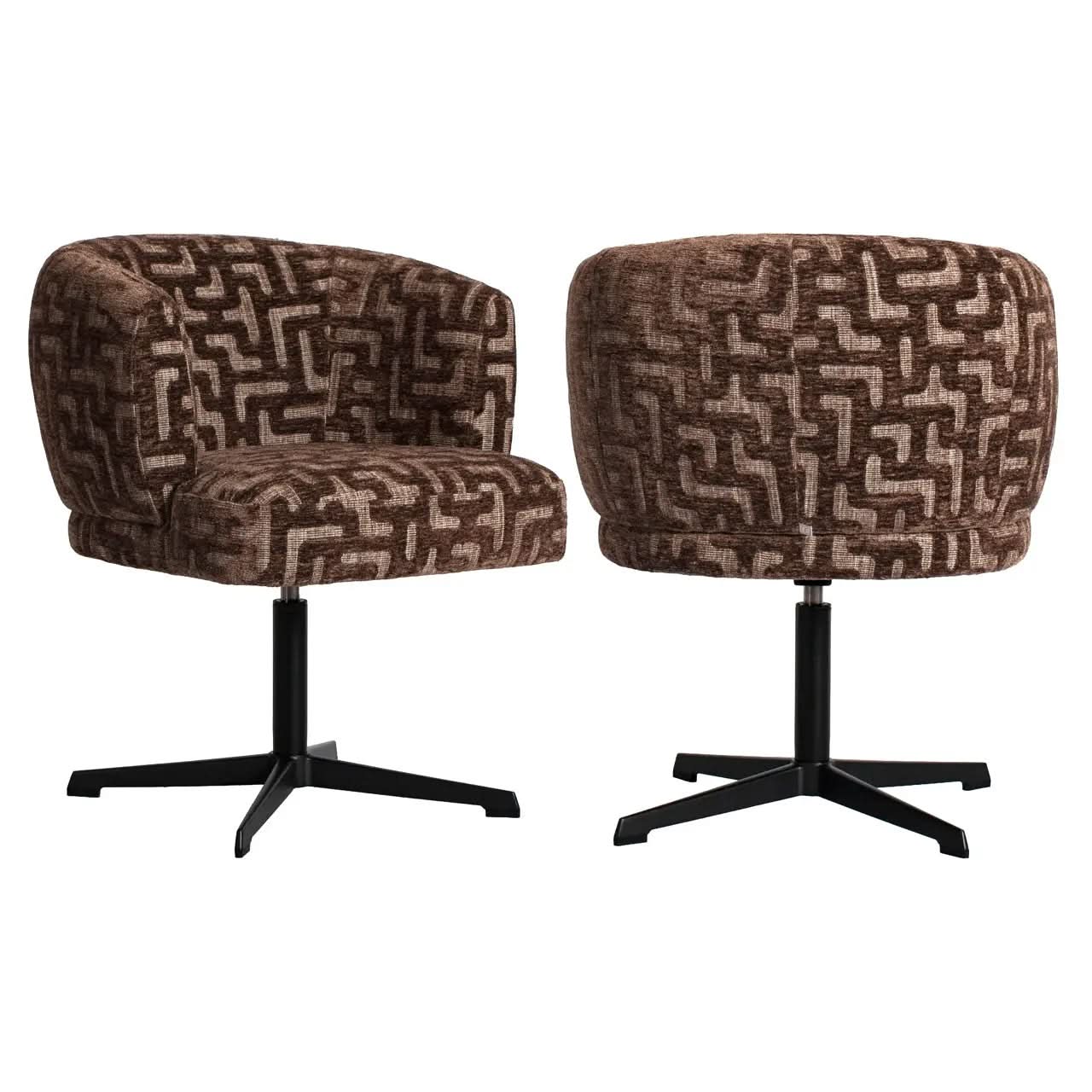 Richmond Interiors Dinan Dining Chair Brown Labyrinth   Nicholas John Interiors