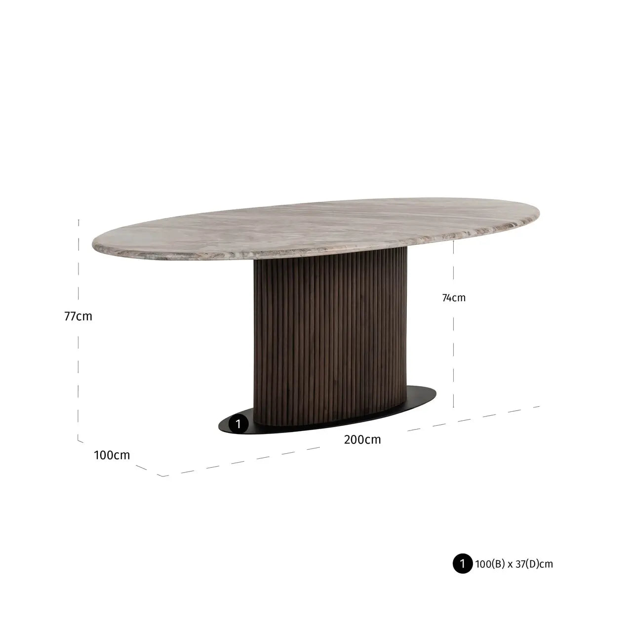 Richmond Interiors Rasford 200cm Oval Dining Table in Dark Brown