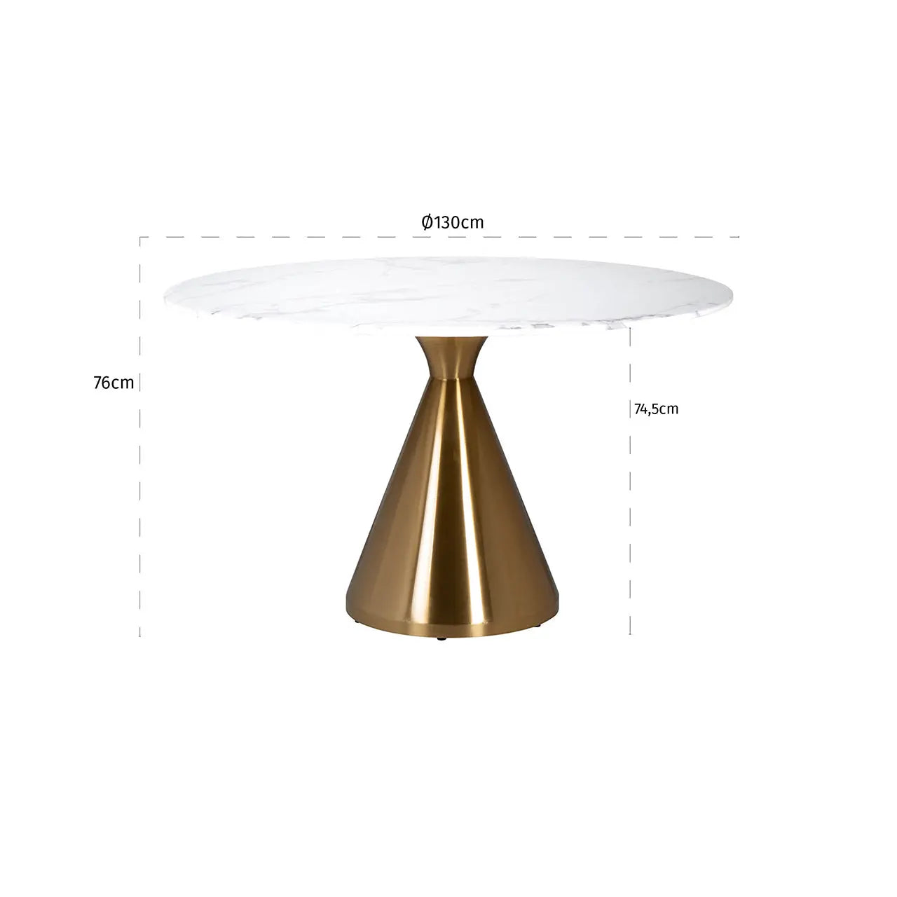Richmond Interiors Tenille 130cm Dining Table in Brushed Gold