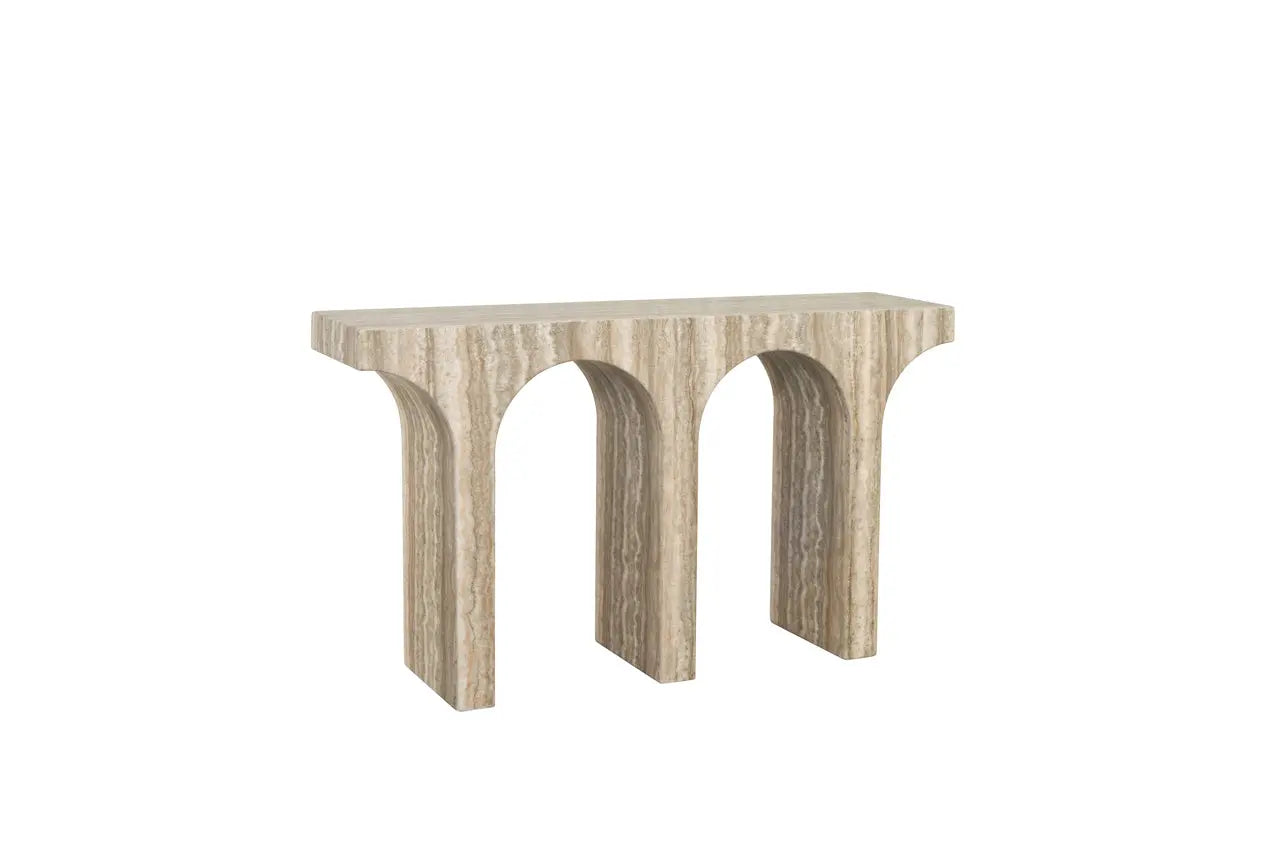Richmond Interiors Dulce Console Table in Grey Faux Travertine  Nicholas John Interiors