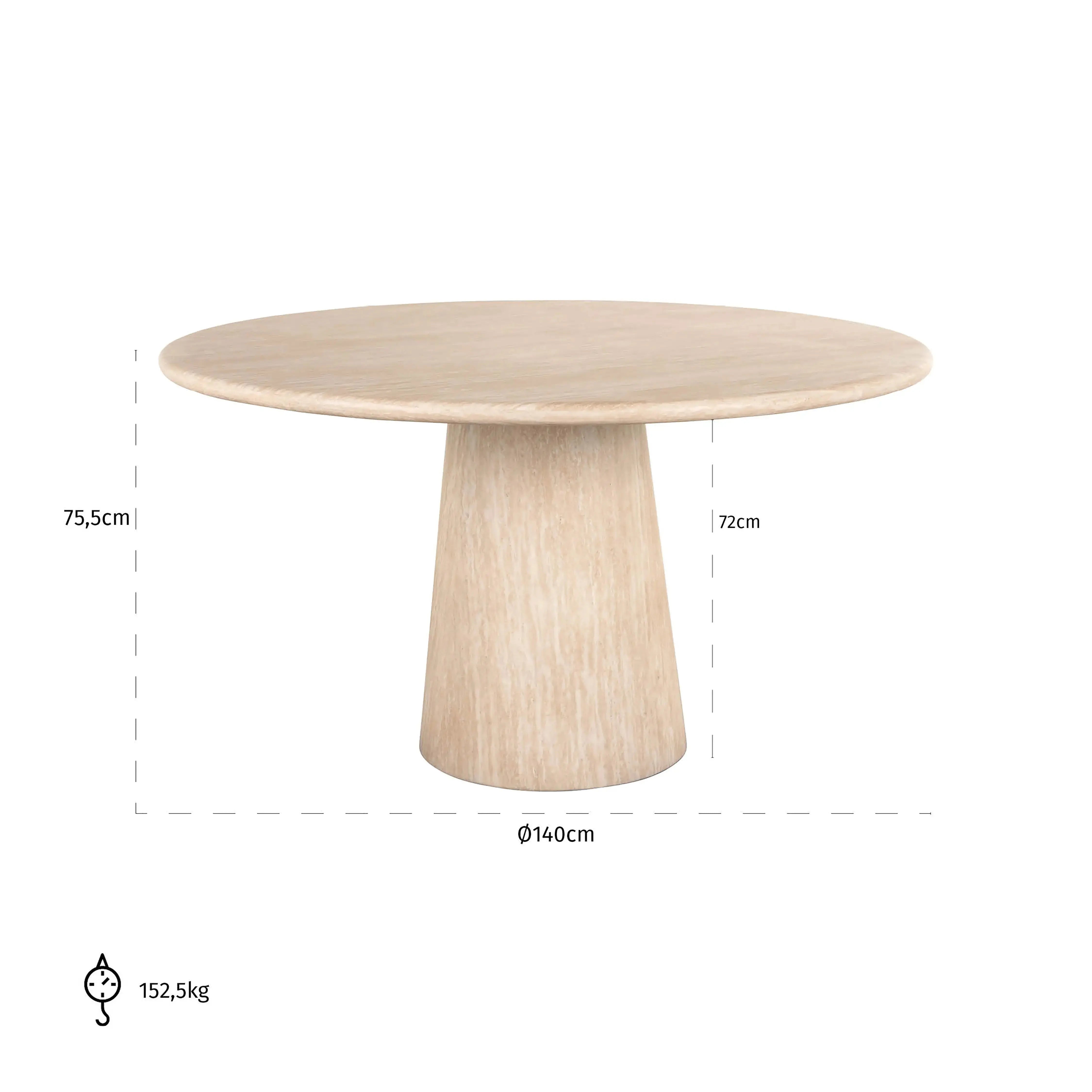Richmond Interiors Fictus Dining Table 140cm Faux Travertine in Beige  Nicholas John Interiors