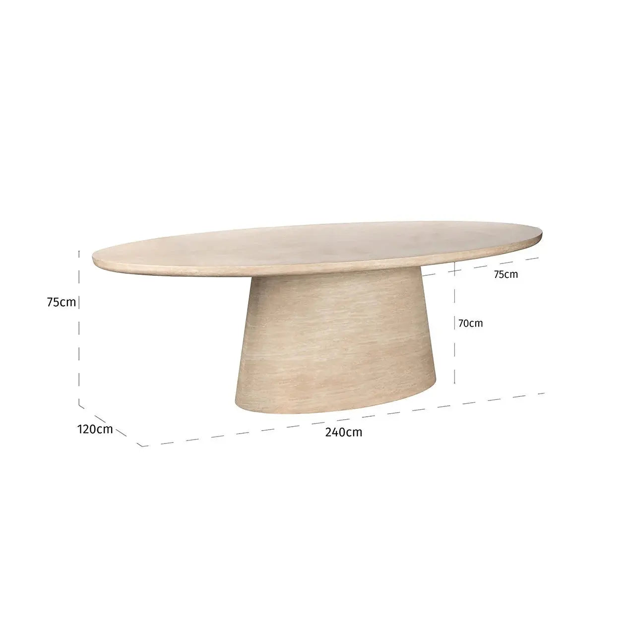 Richmond Interiors Fictus Dining Table 240cm Travertine in Beige   Nicholas John Interiors