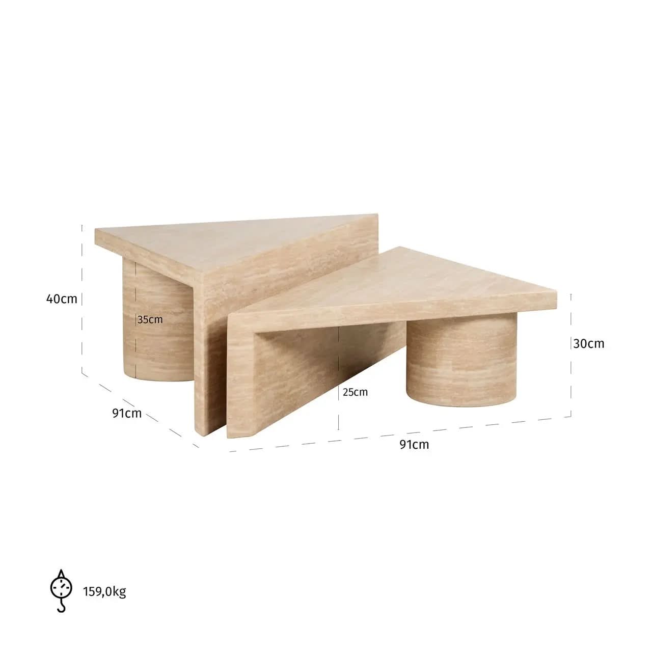 Richmond Interiors Fictus Set of 2 Coffee Table in Beige   Nicholas John Interiors