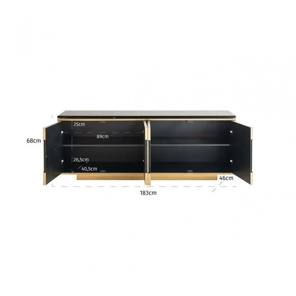 Richmond Interiors Finsbury Black/Gold Sideboard   Nicholas John Interiors