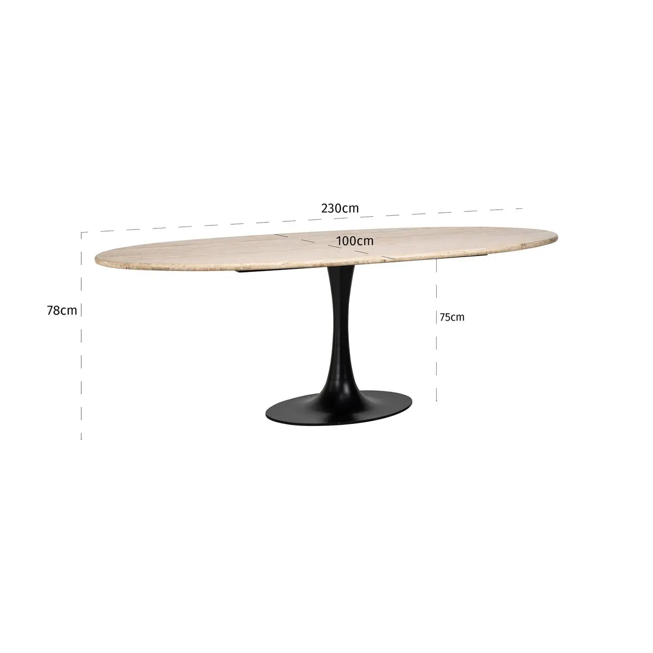 Richmond Interiors Hampton  230cm Oval Dining Table in Black   Nicholas John Interiors