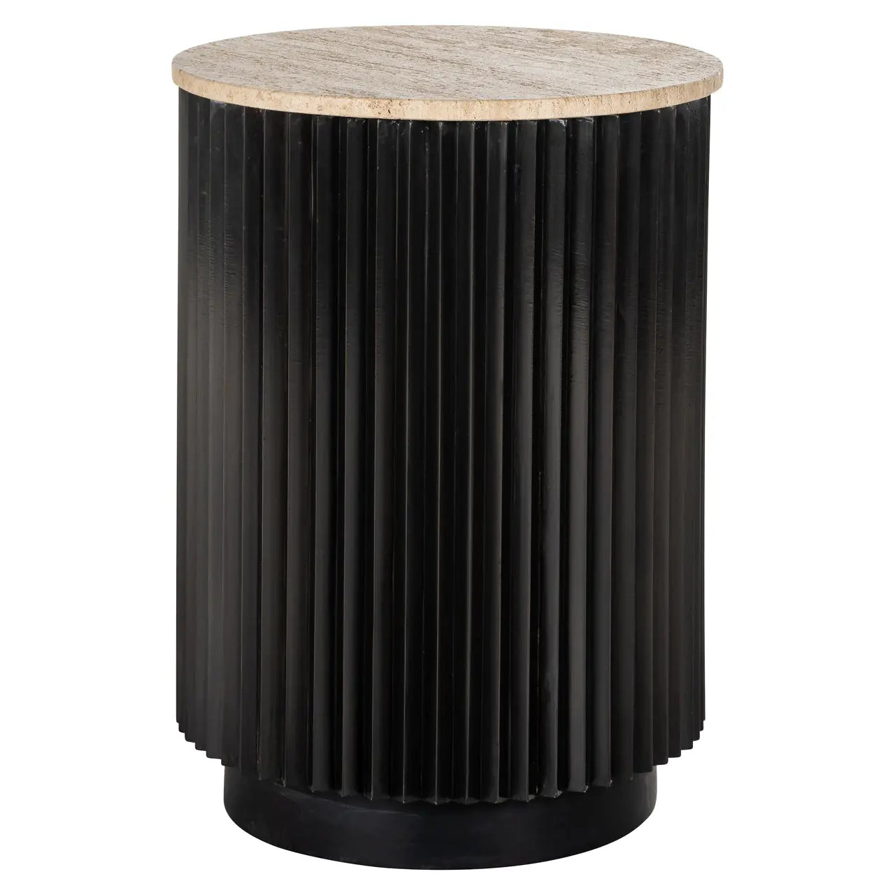 Richmond Interiors Hampton 45cm Side Table – Black Base with Natural Stone Top  Nicholas John Interiors