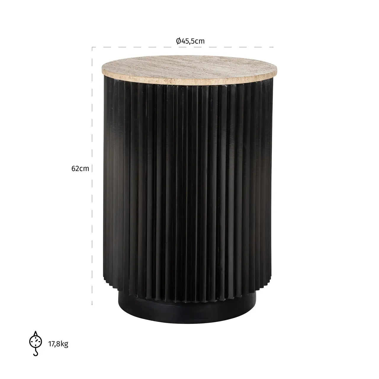 Richmond Interiors Hampton 45cm Side Table – Black Base with Natural Stone Top   Nicholas John Interiors
