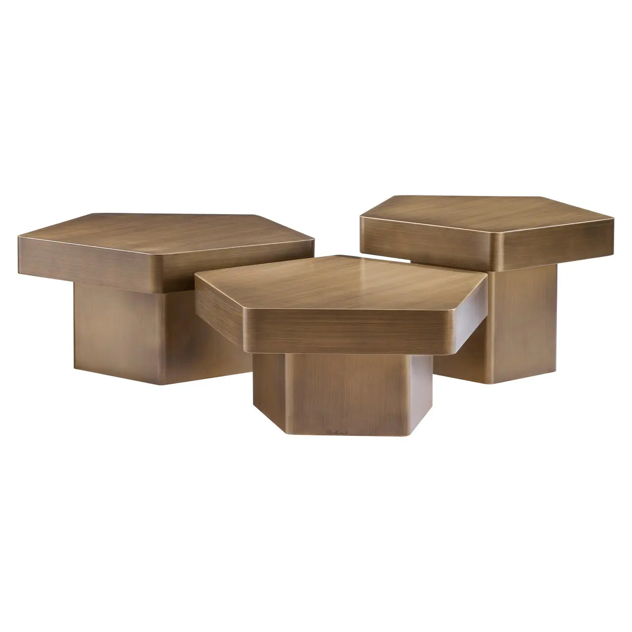 Richmond Interiors Hexa Coffee Table in Brushed Gold (Set of 3)   Nicholas John Interiors