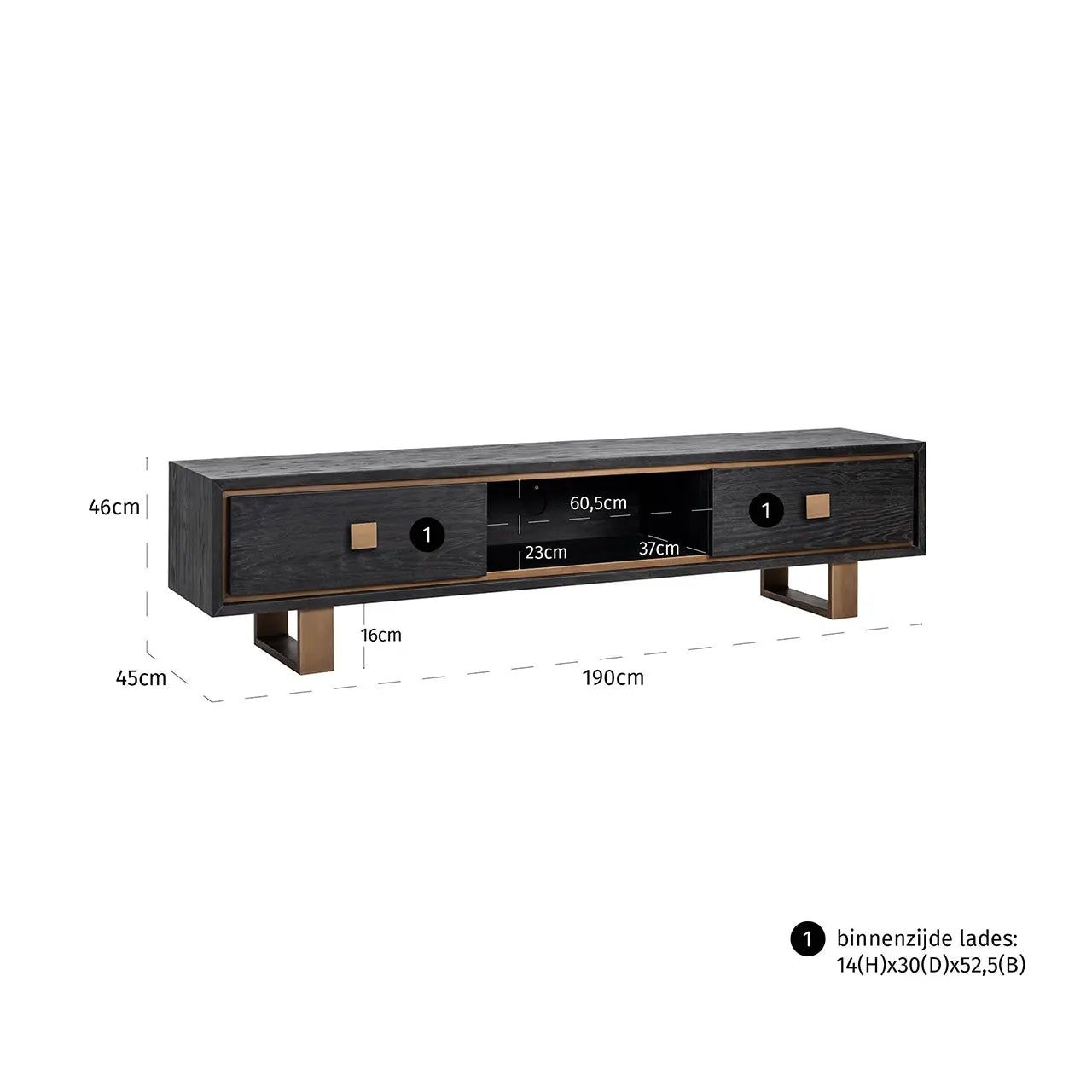 Richmond Interiors Hunter Black Rustic 2 Drawer Media Unit   Nicholas John Interiors