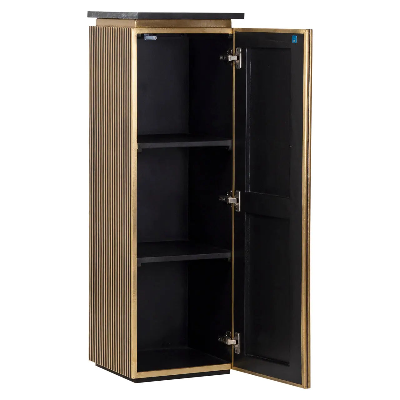 Richmond Interiors Ironville 1-Door Brass Ribbed Column with Marble Top  Nicholas John Interiors