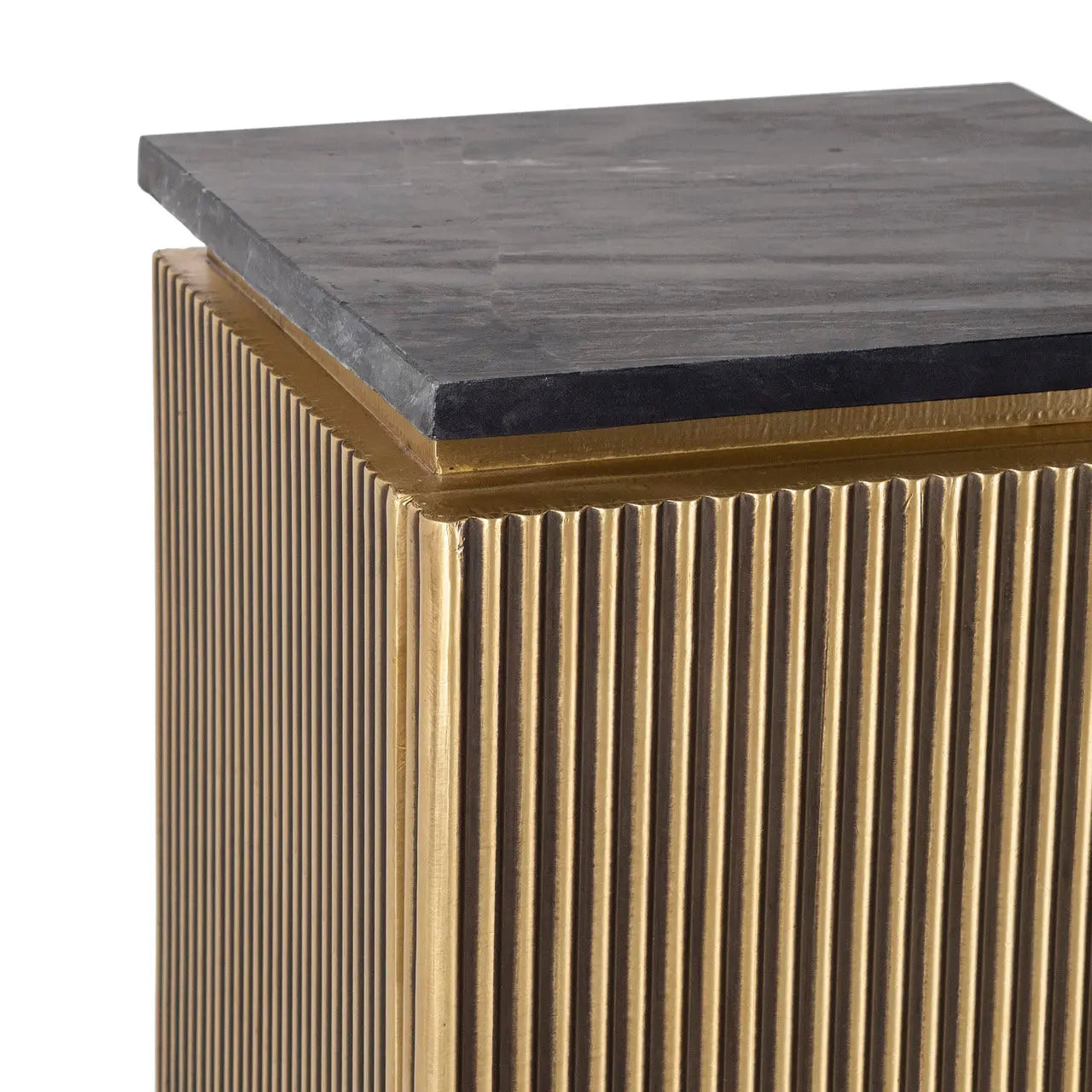 Richmond Interiors Ironville 1-Door Brass Ribbed Column with Marble Top  Nicholas John Interiors