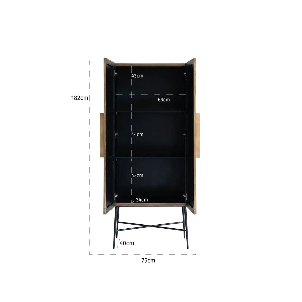 Richmond Interiors Ironville 2 Door Cabinet – Black Marble & Brass   Nicholas John Interiors