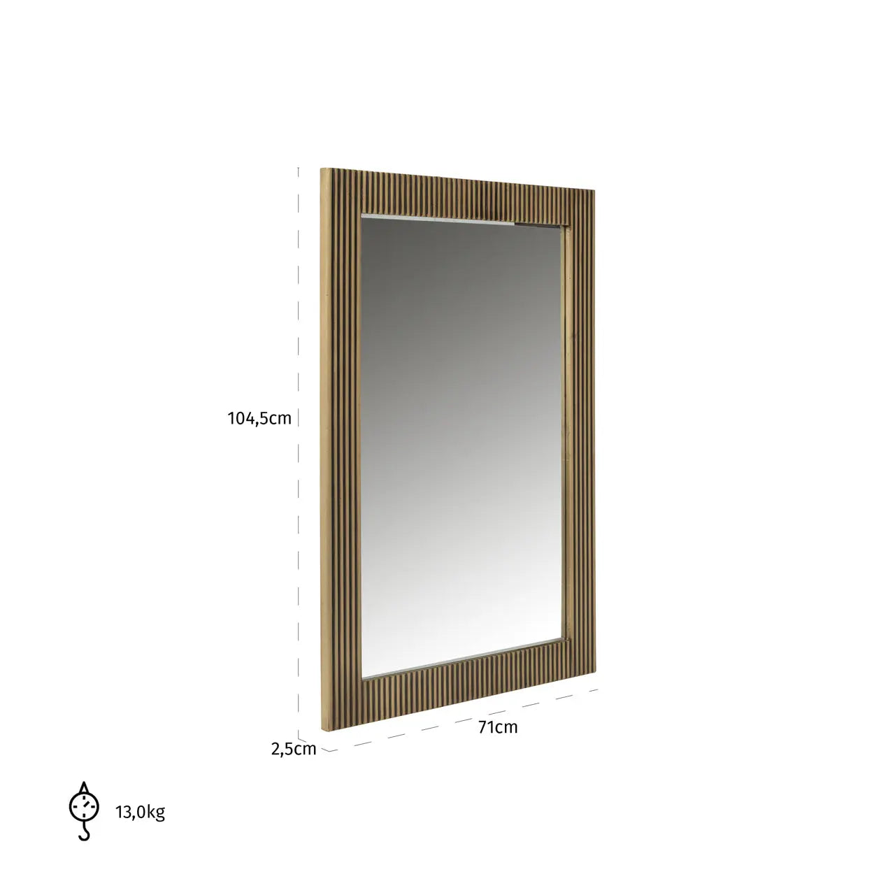 Richmond Interiors Ironville Rectangular Brass Wall Mirror  Nicholas John Interiors