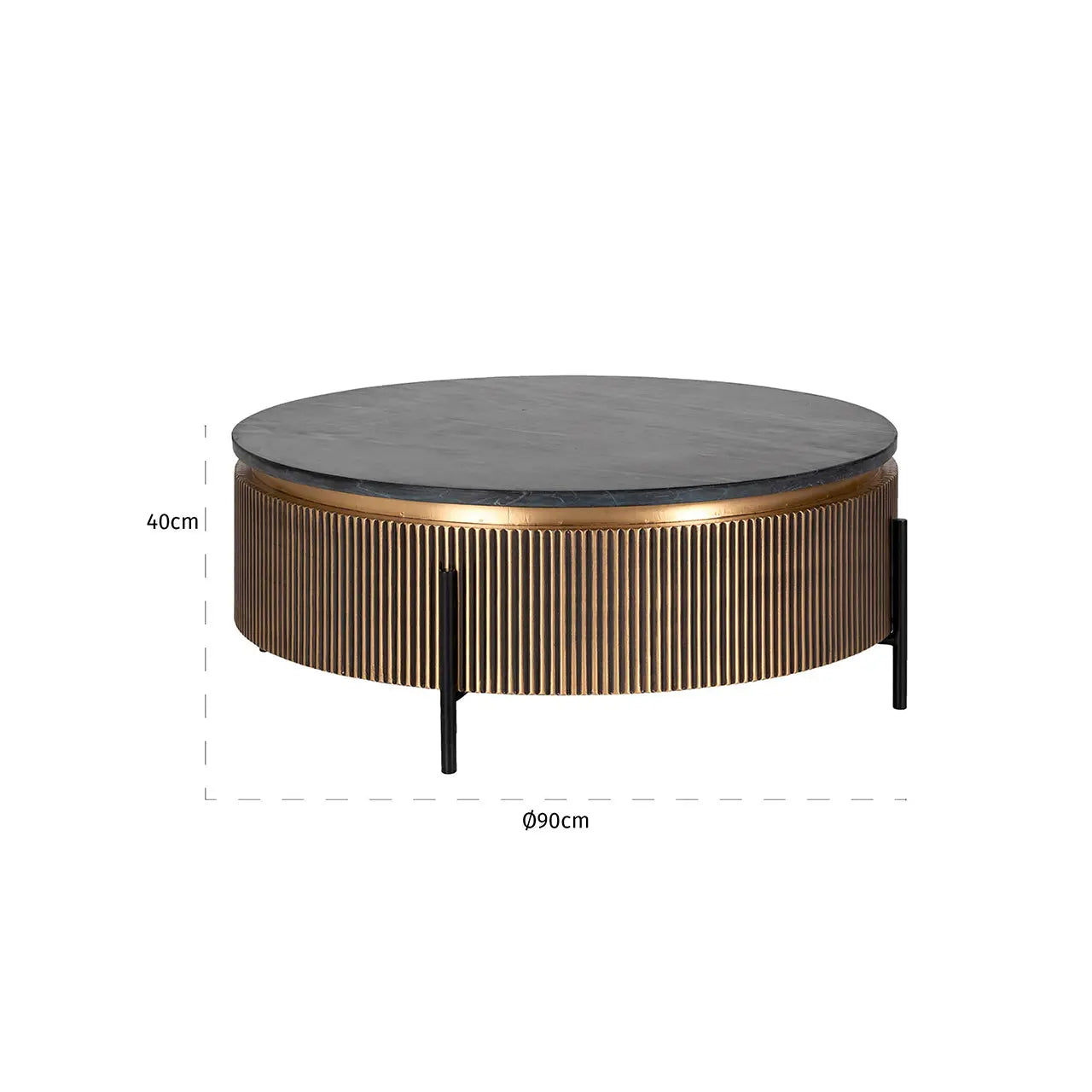 Richmond Interiors Ironville Round Coffee Table – Black Marble & Brass   Nicholas John Interiors