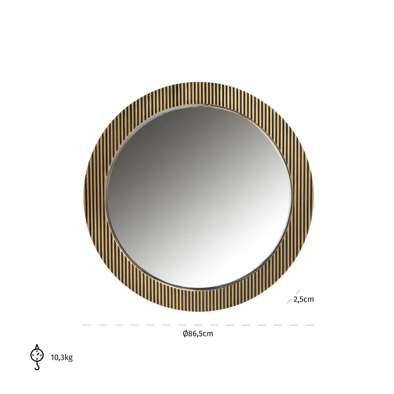 Richmond Interiors Ironville Round Mirror in Gold  Nicholas John Interiors