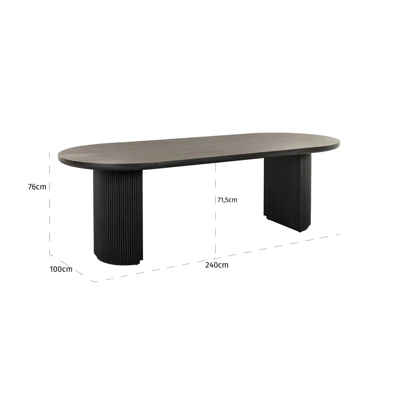 Richmond Interiors Kingston 240cm Oval Dining Table in Dark Coffee Oak Veneer   Nicholas John Interiors