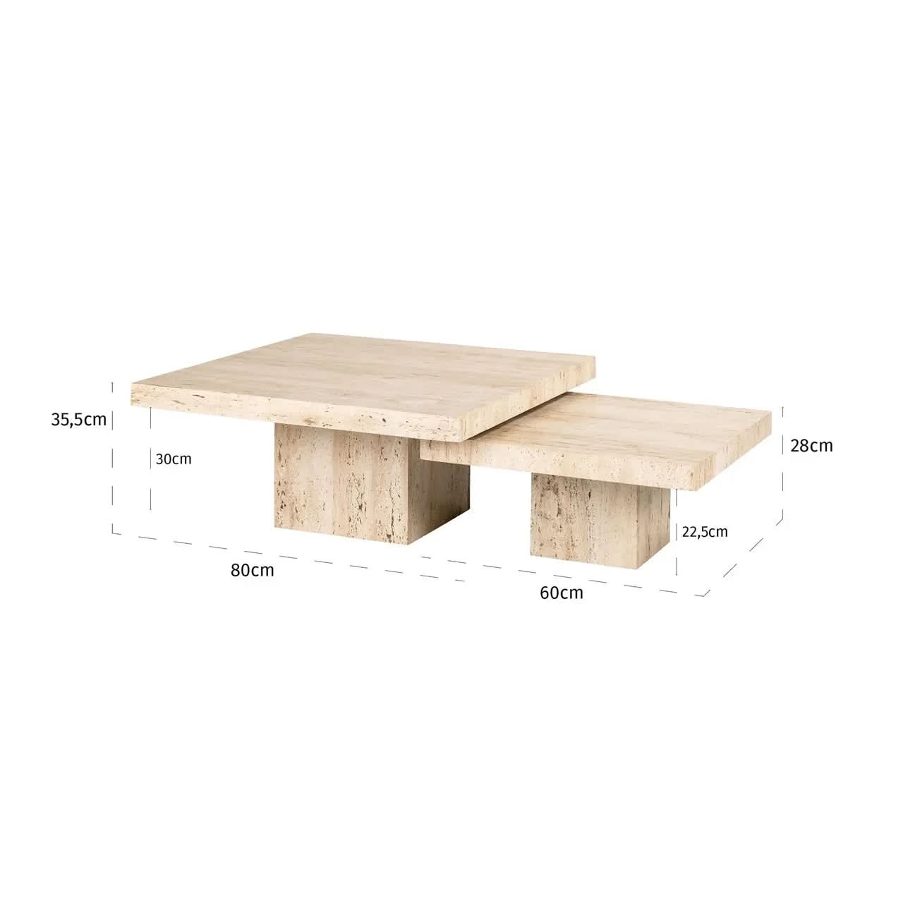 Richmond Interiors La Cantera Set of 2 Coffee Tables in Beige   Nicholas John Interiors