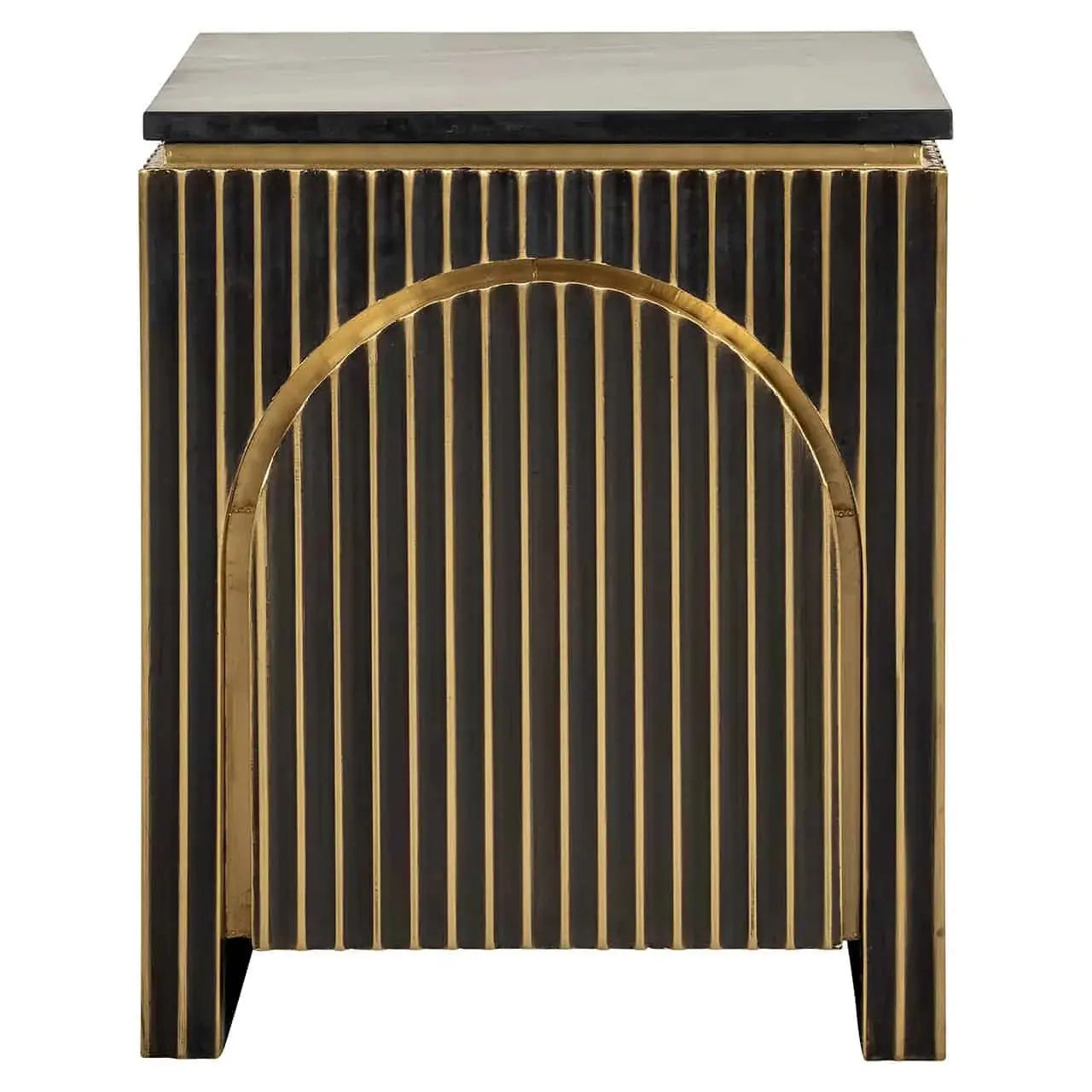 Richmond Interiors Les Arcs Brushed Gold Nightstand   Nicholas John Interiors