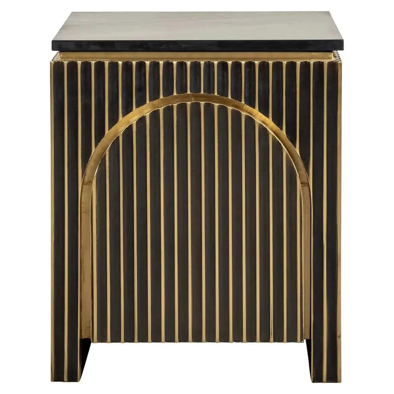 Richmond Interiors Les Arcs Brushed Gold Nightstand   Nicholas John Interiors