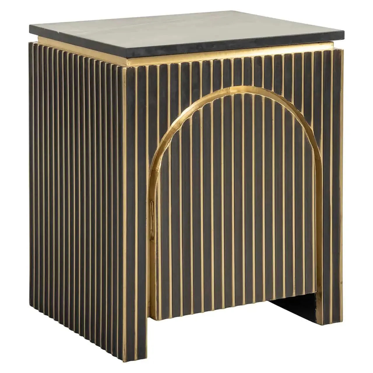 Richmond Interiors Les Arcs Brushed Gold Nightstand   Nicholas John Interiors