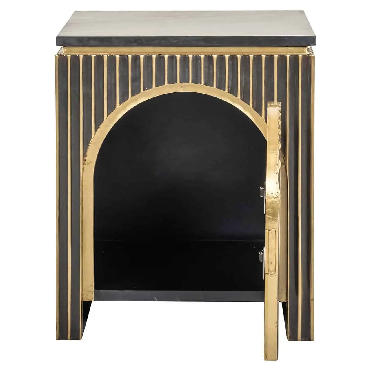 Richmond Interiors Les Arcs Brushed Gold Nightstand   Nicholas John Interiors