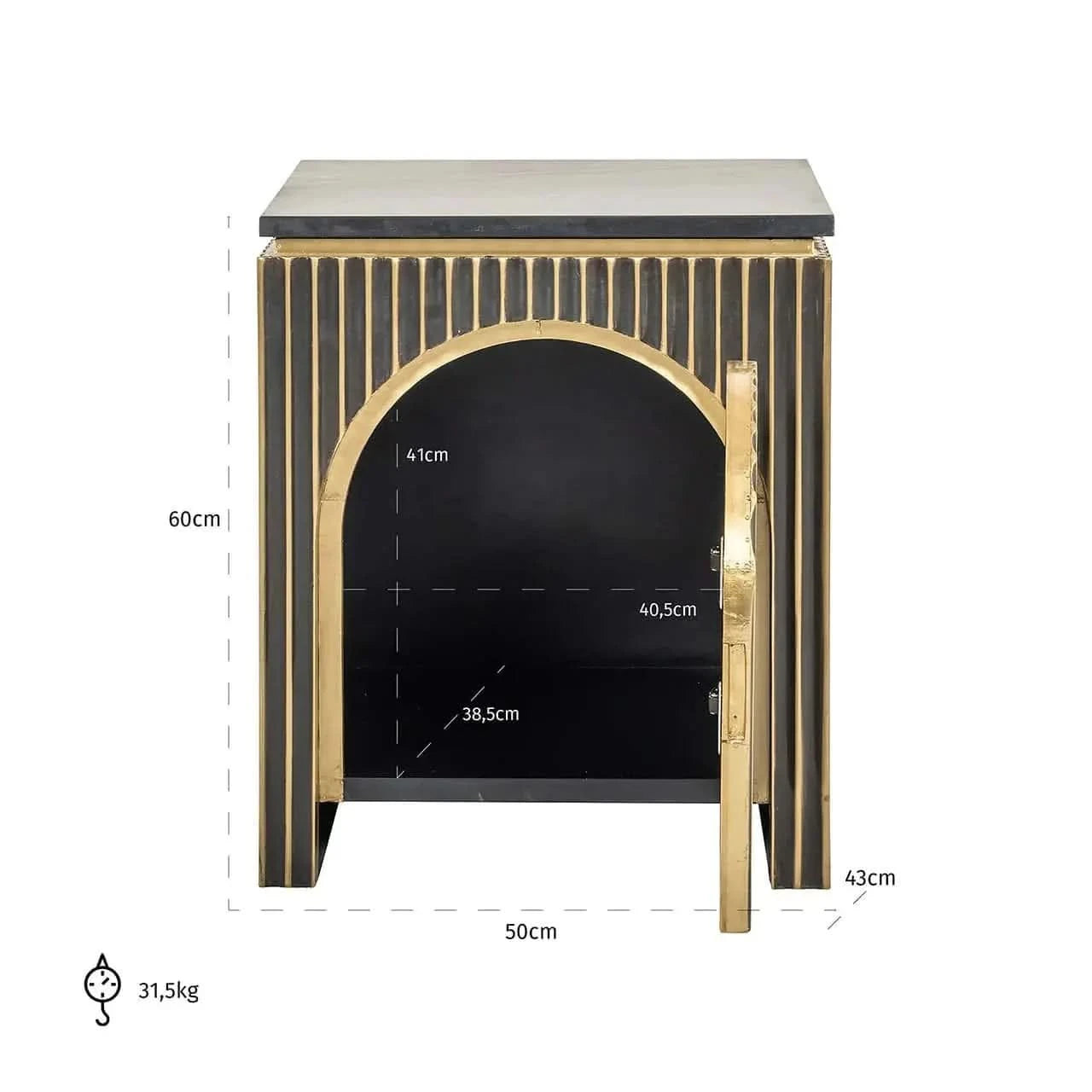 Richmond Interiors Les Arcs Brushed Gold Nightstand   Nicholas John Interiors