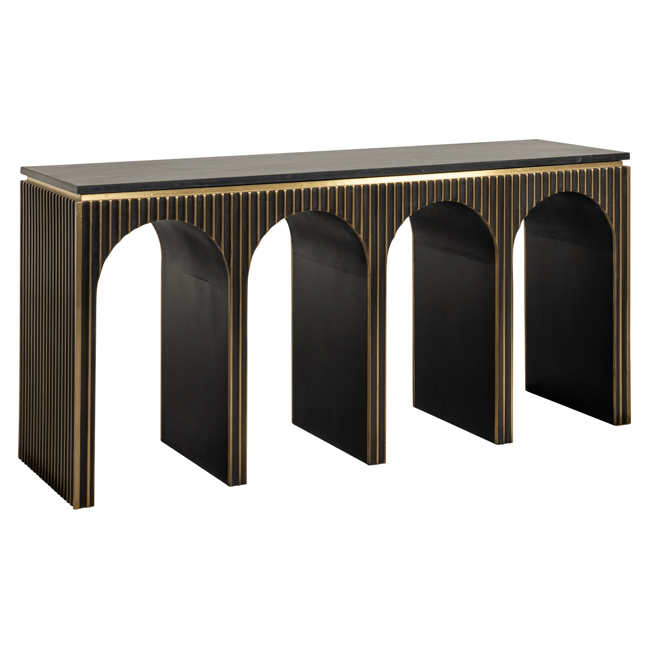 Richmond Interiors Les Arcs Console Table in Brushed Gold  Nicholas John Interiors