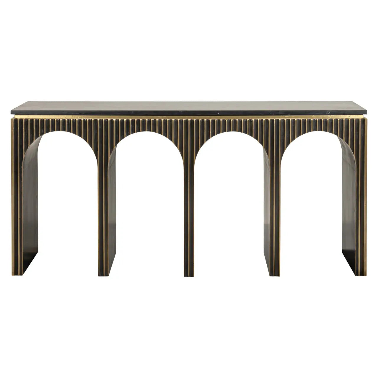 Richmond Interiors Les Arcs Console Table in Brushed Gold  Nicholas John Interiors
