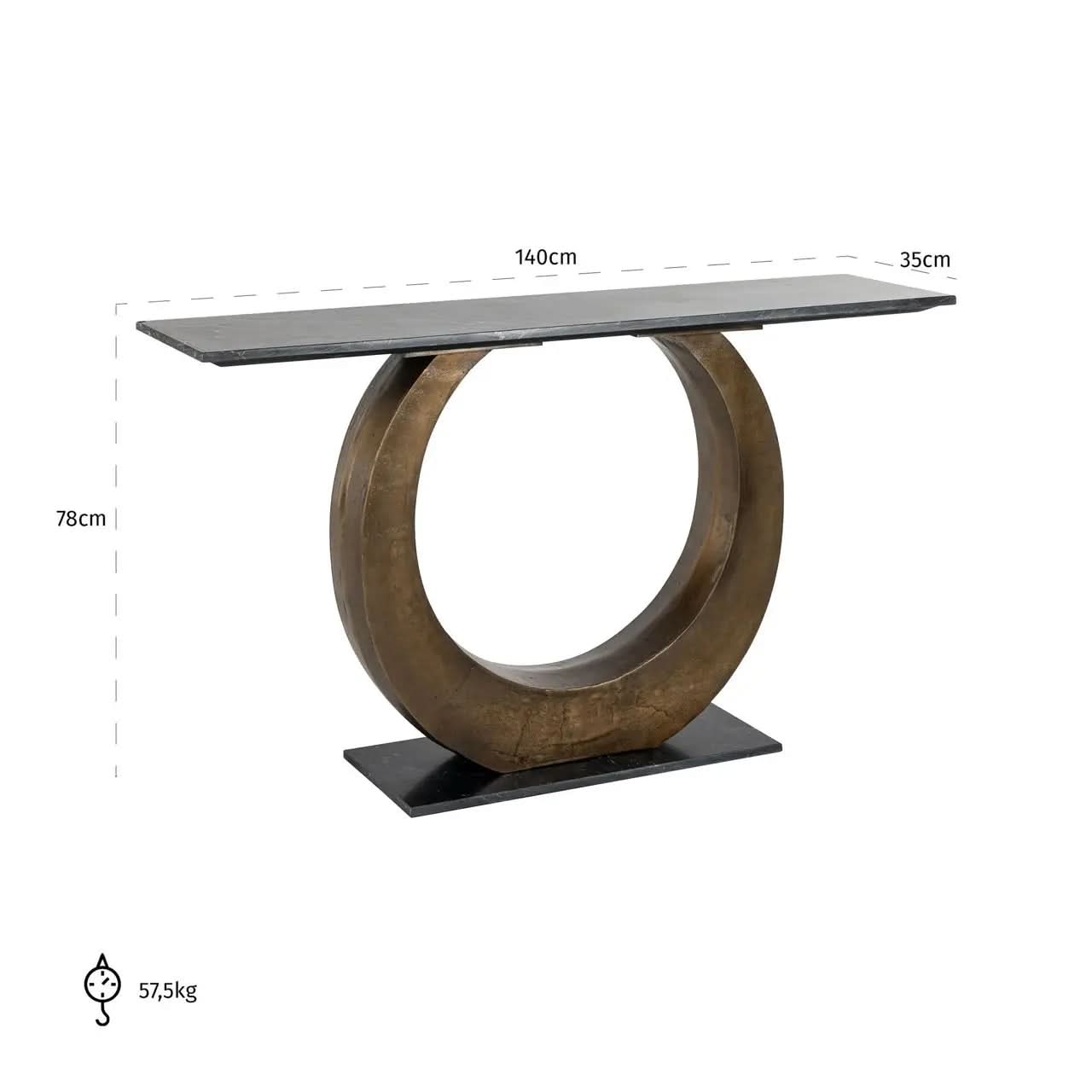 Richmond Interiors Luna Console Table in Black/Gold   Nicholas John Interiors