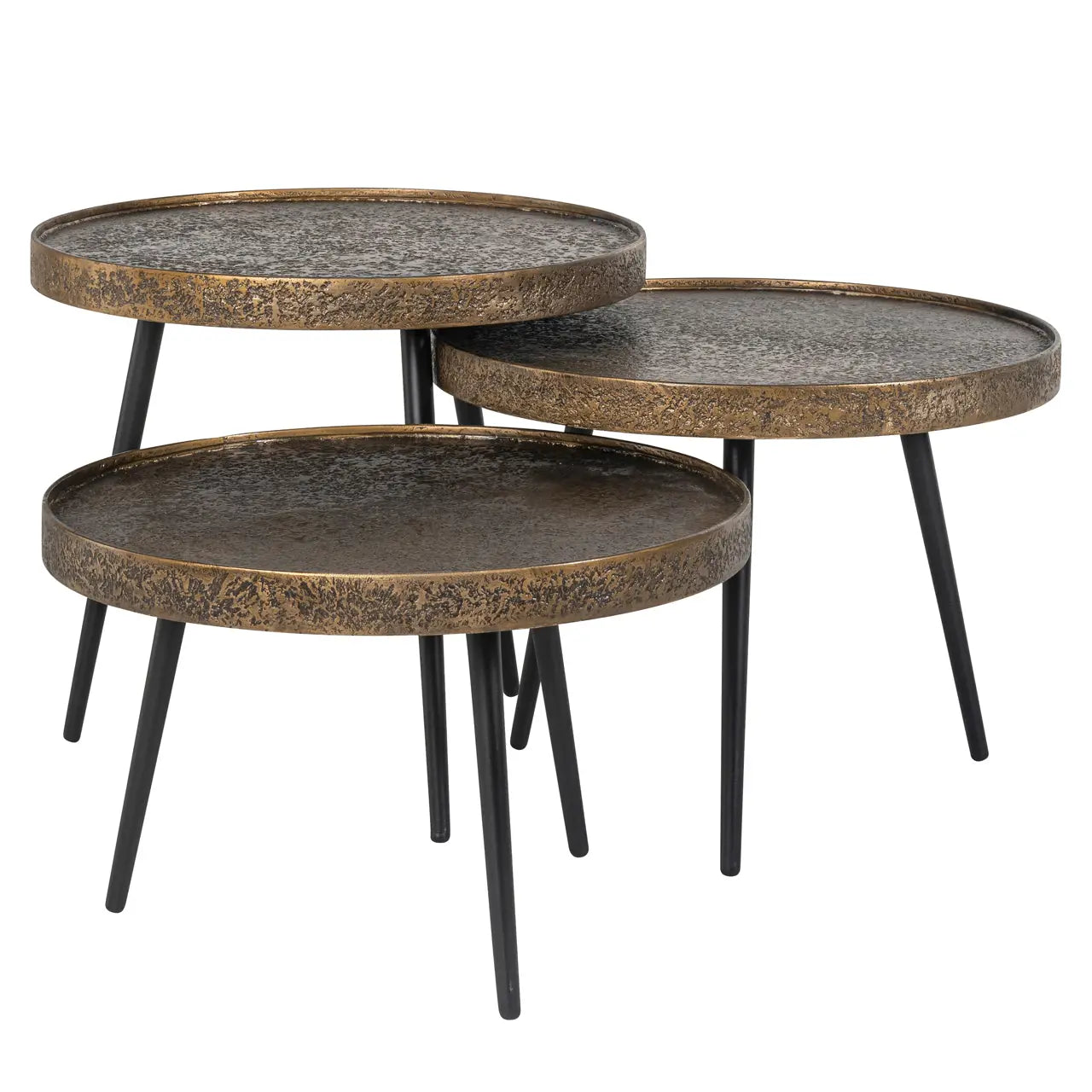 Richmond Interiors Luton Set of 3 Coffee Table in Black/Gold