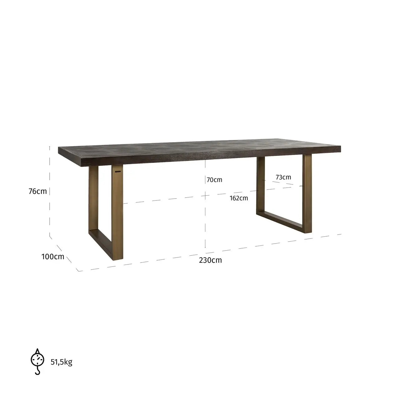 Richmond Interiors Luxor 230cm Diamond Dining Table in Brown   Nicholas John Interiors