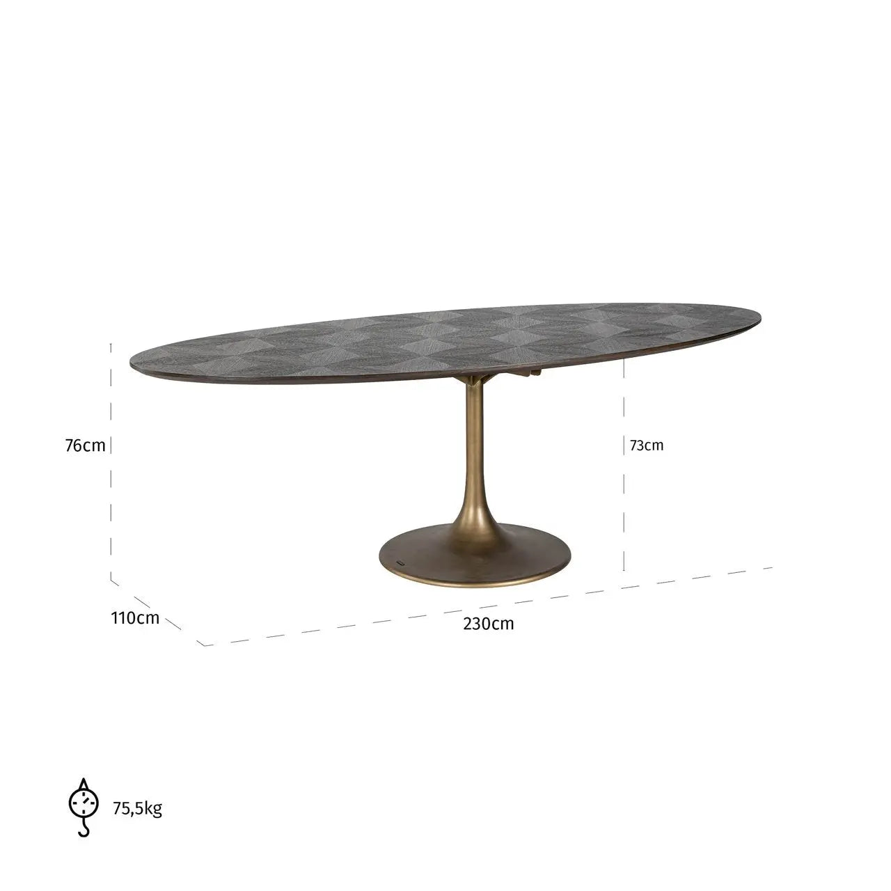 Richmond Interiors Luxor Diamond Oval Dining Table in Brown   Nicholas John Interiors