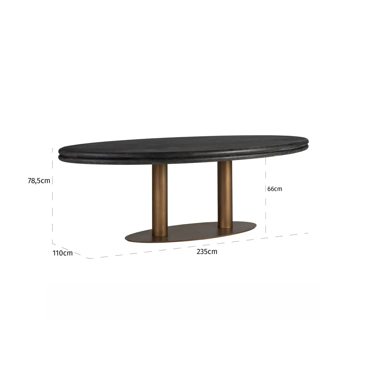 Richmond Interiors Macaron 235cm Oval Dining Table in Black Rustic   Nicholas John Interiors